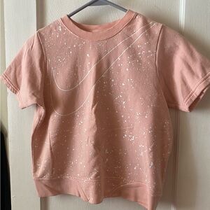 Nike Peach and White Short Sleeve Tee with Eyelet Texture